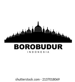 Borobudur Temple Stupa Silhouette icon template vector inspiration