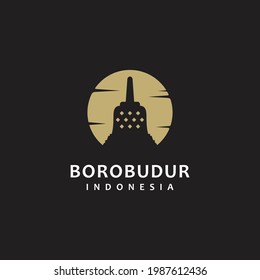 Inspiración vectorial del logotipo de la silueta de estupa del templo de Borobudur