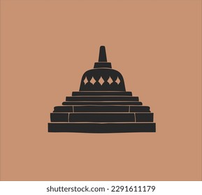 Borobudur Temple Stupa vector design Silhouette icon logo vector template inspiration