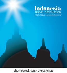 Borobudur temple vector. Greeting card, Banner, Flyer design