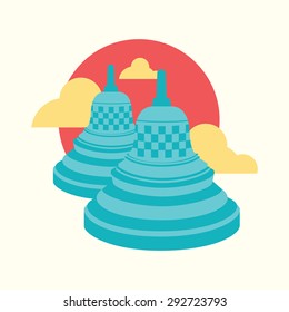 The Borobudur Temple Vector Illustration, Landmark of Indonesia, Central Java Indonesia