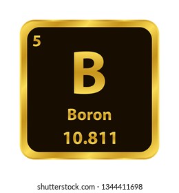 Boron	B chemical element icon. The chemical element of the periodic table. Sign with atomic number. 