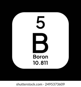 Boron, B, chemical periodic element icon. The chemical element of the periodic table. Sign with atomic number. Boron element