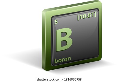 Boron chemical element. Chemical symbol with atomic number and atomic mass. illustration