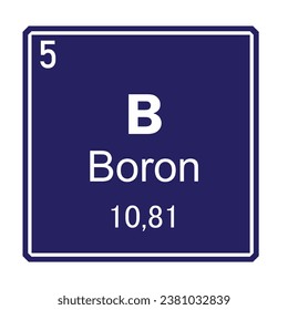 Boron Chemical Element symbol Vector Image Illustration Isolated on White Background