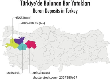 Boron Deposits in Turkey, Türkiye'de bulunan bor yatakları, bor, bor yatakları, Türkiye, madenler, coğrafya, maden şehirleri, siyasi harita, il, şehir, maden, önemli madenler, bakır, kömür, demir