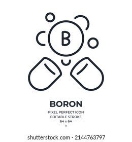 Boron food supplement editable stroke outline icon isolated on white background flat vector illustration. Pixel perfect. 64 x 64.