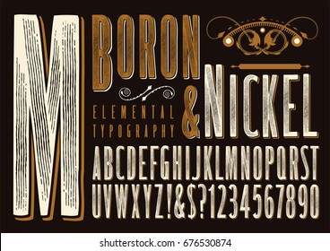 Boron & Nickel is an original type design with a rustic, old west, or circus sign quality.