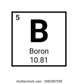 Boron periodic element icon. Chemical boron oxide chemical element symbol