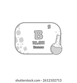 Boron periodic symbol. B number five. Vector atomic icon. Scientific element shape.