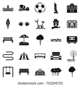 Borough icons set. Simple set of 25 borough vector icons for web isolated on white background