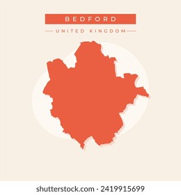 Borough and unitary authority of Bedford (United Kingdom of Great Britain and Northern Ireland, ceremonial county Bedfordshire, Beds, England) map vector illustration, scribble sketch map