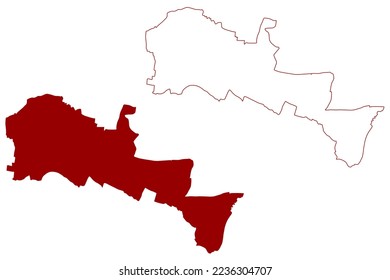 Borough and unitary authority of Slough (United Kingdom of Great Britain and Northern Ireland, ceremonial county Berkshire, Berks, England) map vector illustration, scribble sketch map