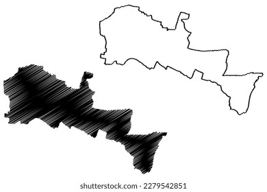 Borough and unitary authority of Slough (United Kingdom of Great Britain and Northern Ireland, ceremonial county Berkshire, Berks, England) map vector illustration, scribble sketch map