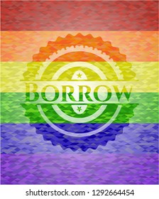 Borrow emblem on mosaic background with the colors of the LGBT flag