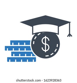 Borrow Money For Education Vector Icon Design, Student Loan Debt Concept, Scholarships And Financial Aid For Access To Higher Education On White Background