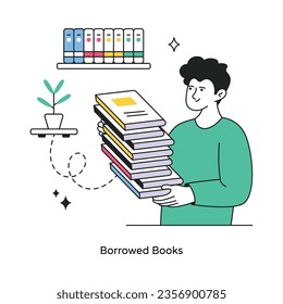 Borrowed Books abstract concept vector in a flat style stock illustration