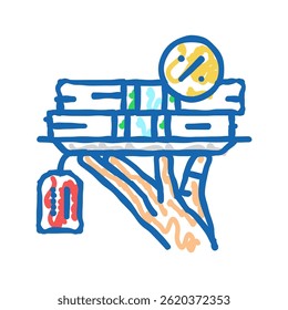 borrowing funds creditor doodle icon sketch vector. borrowing funds creditor sign. isolated symbol illustration