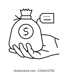 borrowing funds line icon vector. borrowing funds sign. isolated contour symbol black illustration