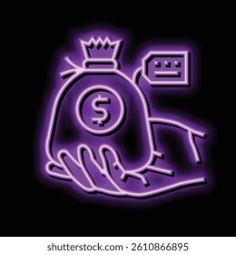 borrowing funds neon light sign vector. borrowing funds illustration