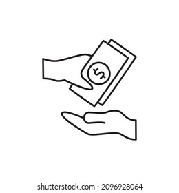 Borrowing Icon  in black line style icon, style isolated on white background