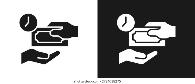 Borrowing Icon Set Glyph In White And Black Background