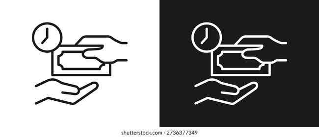 Borrowing Icon Set Outline In White And Black Background