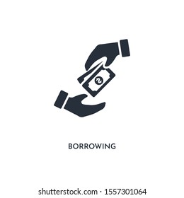 borrowing icon. simple element illustration. isolated trendy filled borrowing icon on white background. can be used for web, mobile, ui.