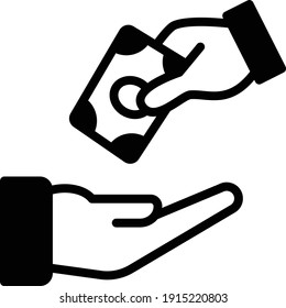 Borrowing And Not Returning Money Concept, Begging Vector Glyph Icon Design, Addiction and bad habits symbols on white background