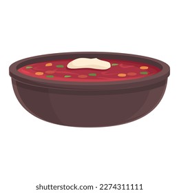 Vector de dibujos animados de un icono del plato Borsch. Receta de comida. Sopa orgánica