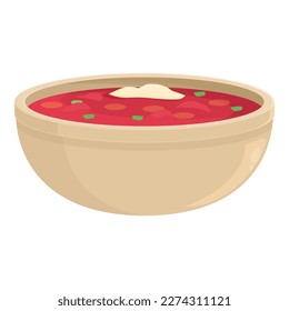 Vector de caricatura de icono de placa borsch. Receta de comida. Cena deliciosa