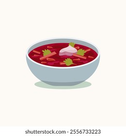 Borsch, traditional Ukrainian food. Flat illustration 