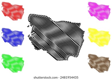 Borsele municipality (Kingdom of the Netherlands, Holland, Zeeland or Zealand province) map vector illustration, scribble sketch Bossele map