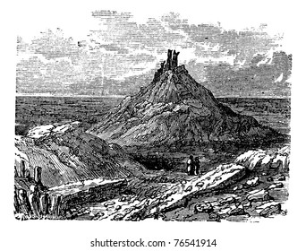 Borsippa or Birs Nimrud, in Babil, Iraq, during the 1890s, vintage engraving. Old engraved illustration of Borsippa. Trousset Encyclopedia