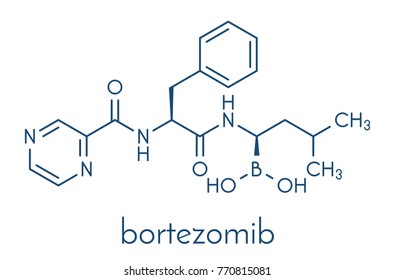 Bortezomib cancer drug (proteasome inhibitor) molecule. Skeletal formula.