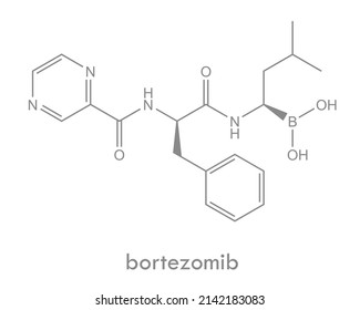 Bortezomib Structure. Chemotherapy Drug Molecule. Used In Multiple Myeloma Treatment.