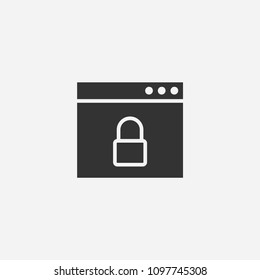 Borwser lock icon illustration,vector security sign symbol
