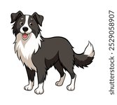 Borzoi dog breed vector illustration isolated on white background in cartoon style.