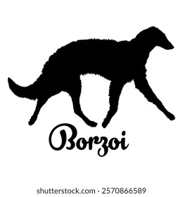 Borzoi. dog silhouette, dog breeds, logo, vector, silhouette,  animal, illustration, icon, sign, design, black, symbol, pet, love
