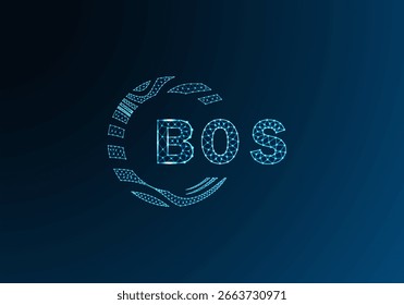Diseño de Vector de logotipo de letra de polietileno bajo BOS. Diseño de logotipo de poliéster inferior BOS. Diseño único del logotipo de baja poli de BOS.