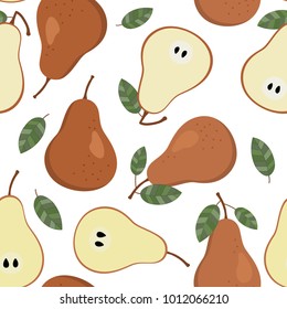 Bosc pear seamless pattern and vector