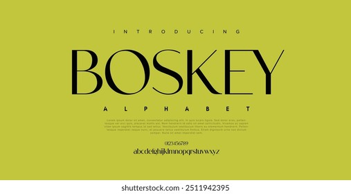 Boskey Abstract minimal modern alphabet fonts. Typography technology electronic digital music future creative font. vector illustration