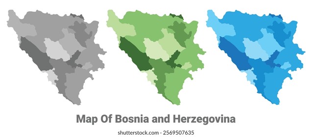 Bosnia country map in different colors