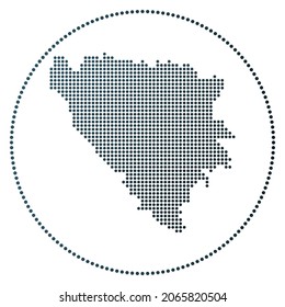 Bosnia digital badge. Dotted style map of Bosnia in circle. Tech icon of the country with gradiented dots. Artistic vector illustration.