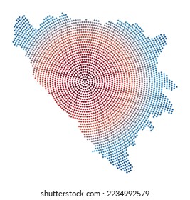 Bosnia dotted map. Digital style shape of Bosnia. Tech icon of the country with gradiented dots. Artistic vector illustration.