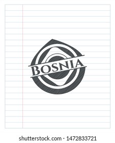 Bosnia draw with pencil effect. Vector Illustration. Detailed.