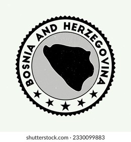 Bosnia emblem. Country round stamp with shape of Bosnia, isolines and round text. Beautiful badge. Artistic vector illustration.