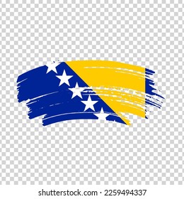 Bosnia flag with brush paint textured isolated on png or transparent background, Symbol of Azerbaijan, template for banner, promote, design.