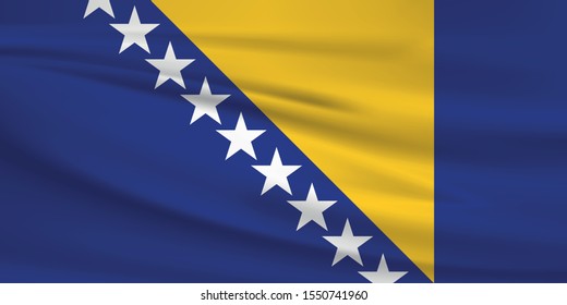 Bosnia flag waving with wind effect