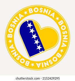 Bosnia heart flag badge. From Bosnia with love logo. Support the country flag stamp. Vector illustration.